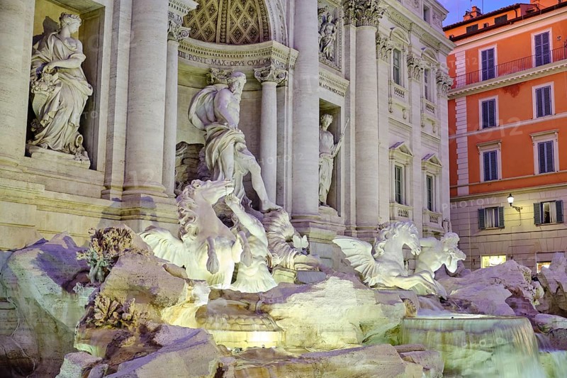 Illuminated Trevi Fountain