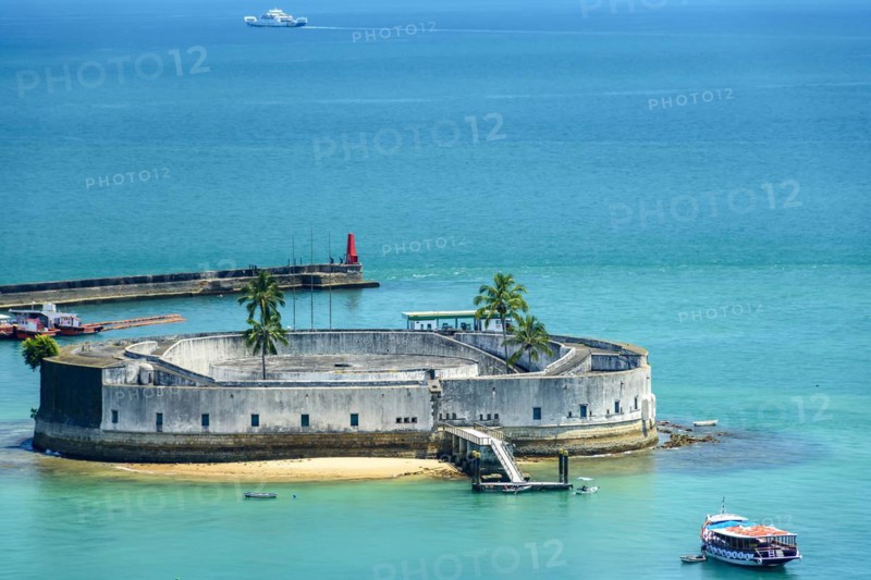 Ancient and historic fortress surrounded by the clear waters of the Salvador sea and built in the 17th century