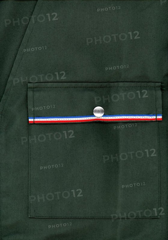 Green military jacket with flag of France