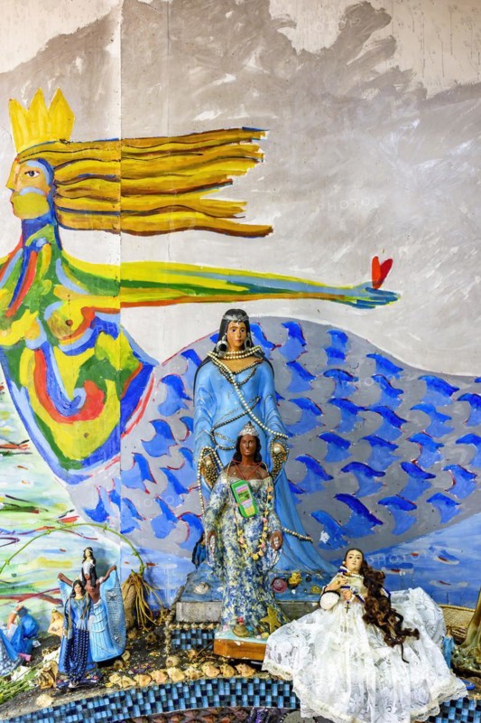 Colorful altar to Iemanja in Salvador