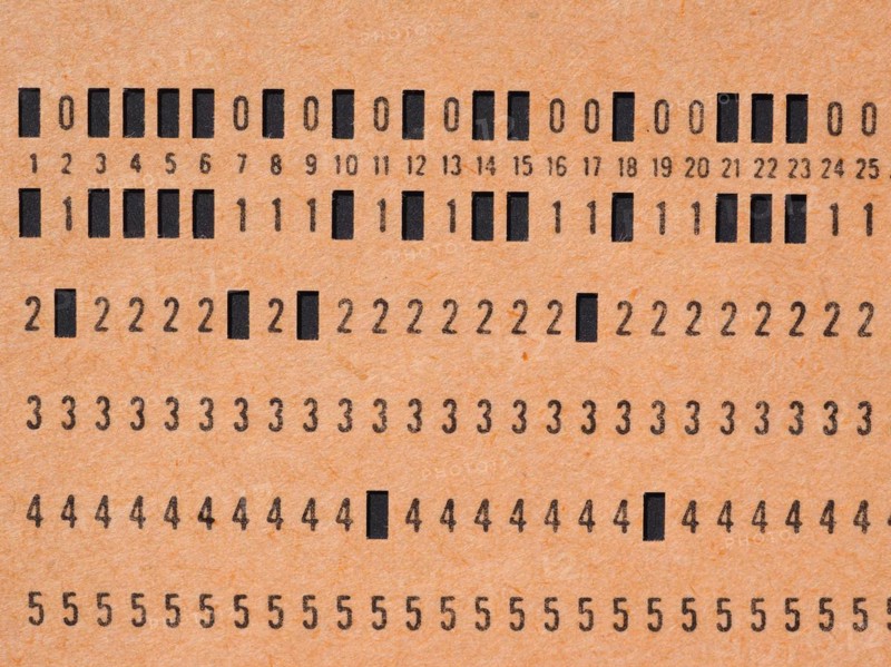Orange punched card for programming