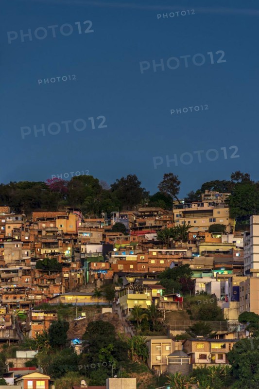 Slum at sunset in downtown Belo Horizonte city in Minas Gerais
