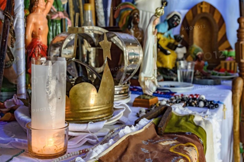Brazilian religious altar mixing elements of umbanda