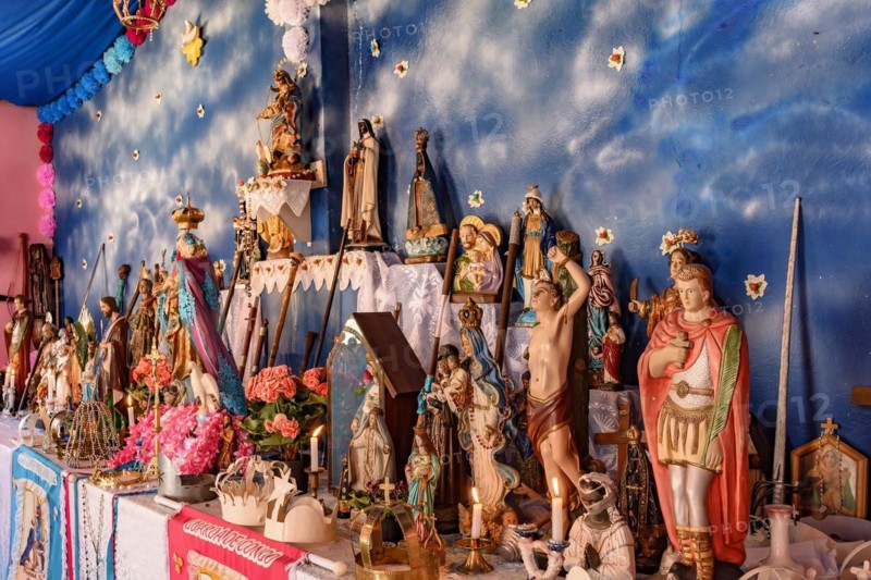 Brazilian religious altar mixing elements of umbanda