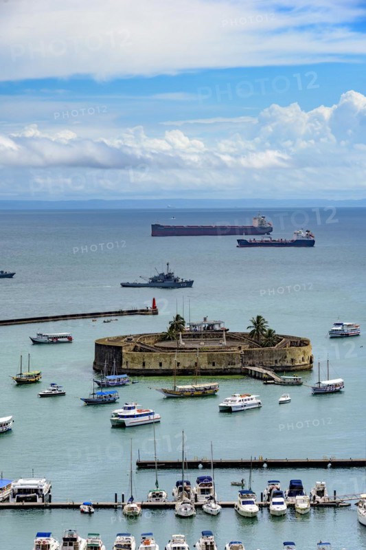 Baia de Todos os Santos and Fort of Sao Marcelo in the city of Salvador