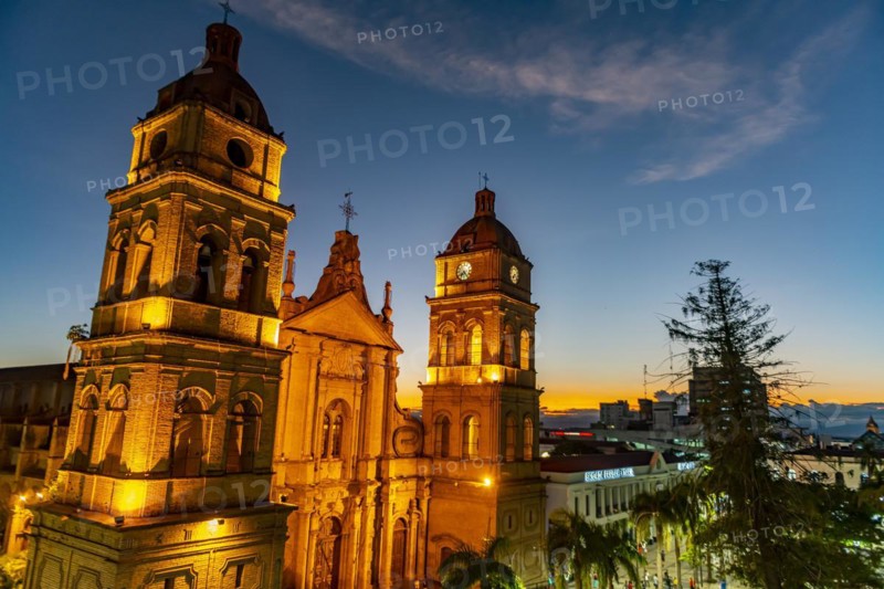 Cathedral Basilica of St. Lawrence at nighttime