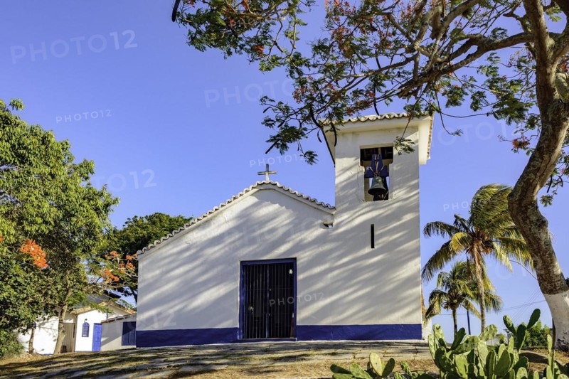 Ancient church facade built in the 18th century in Brazil in colonial architecture in Buzios city