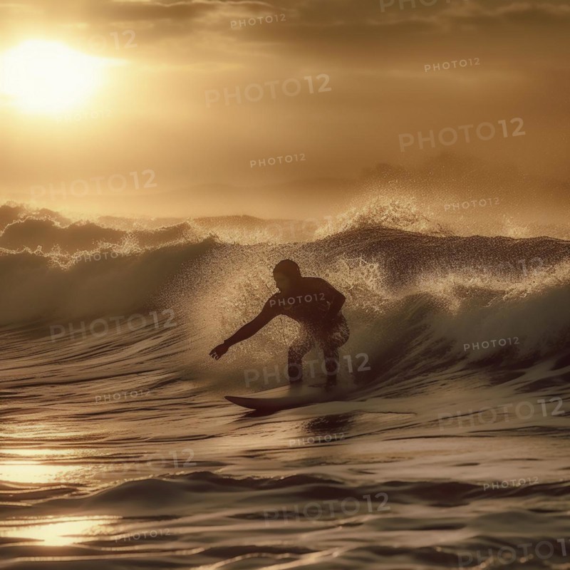 Windsurfer in stormy sea and wind