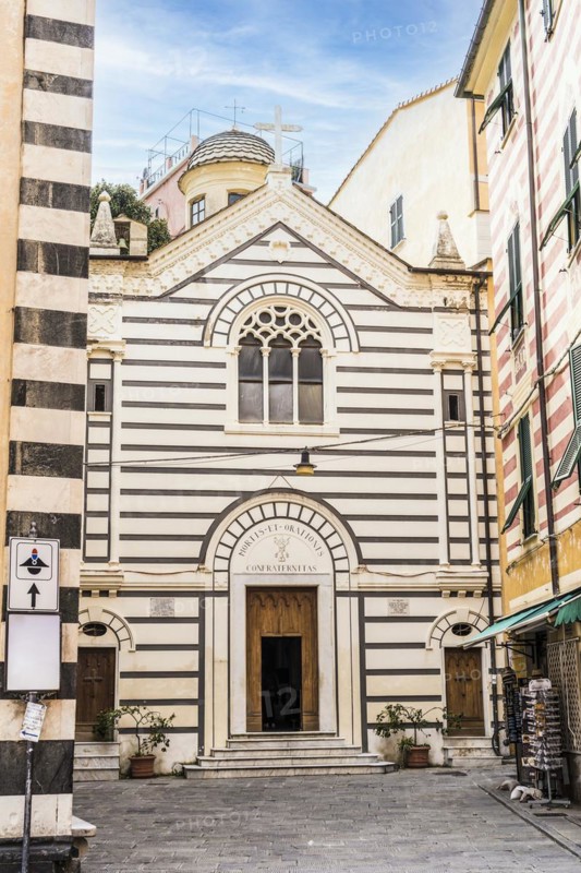 Oratory of the Confraternita dei Neri Mortis et Orationis which is located in the main square of Monterosso al mare town
