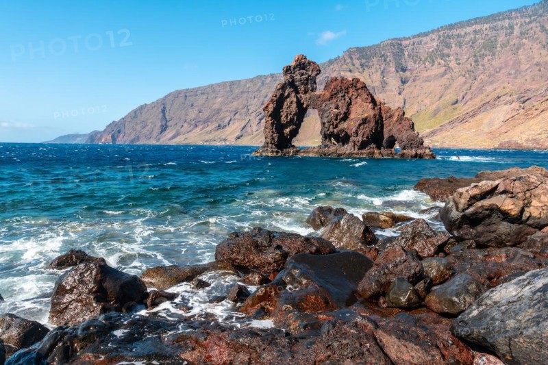 Volcanic stones at El Roque de la Bonanza in Las Playas bay on El Hierro island