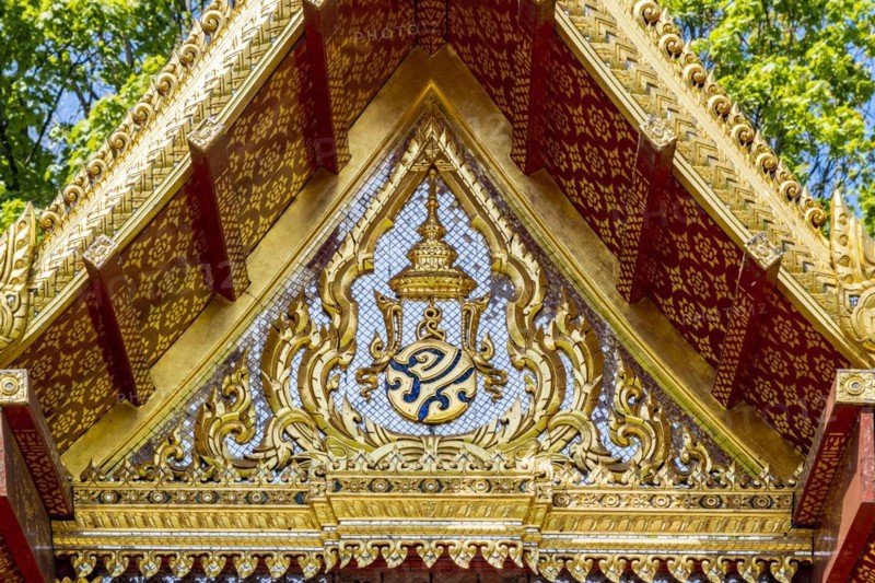 Gable of the Siamese Temple Sala-Thai II in the spa garden Bad Homburg vor der Hoehe