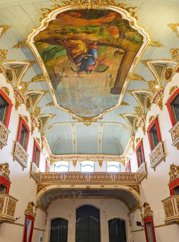 Church of Sao Pedro dos Clerigos created in the 18th century with its neoclassical style interior painted in gold in the Pelourinho district of Salvador