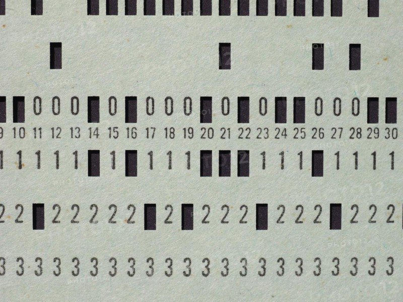 Green punched card for programming