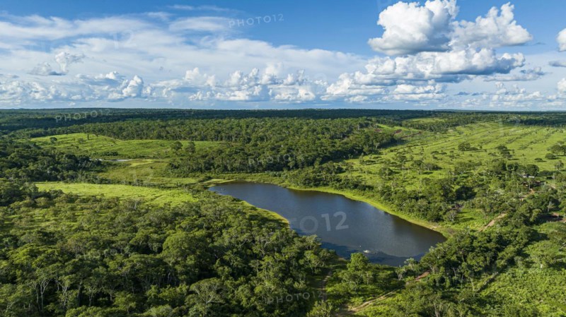 Aerial of a lake near the Santa Ana mission