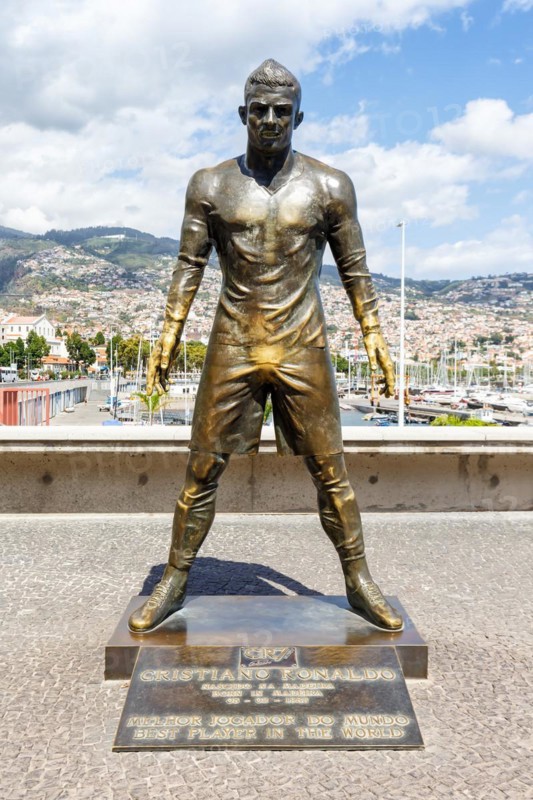 Cristiano Ronaldo statue in Funchal on Madeira Island
