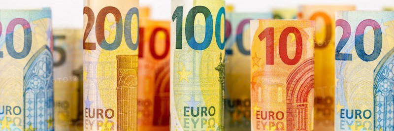 Euro banknotes save money finances background pay pay panorama banknotes in Stuttgart