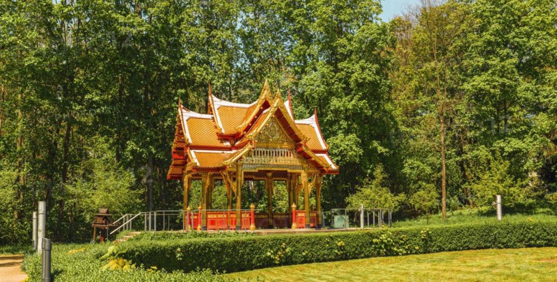Siamese Temple Sala-Thai II in the spa gardens of Bad Homburg vor der Hoehe
