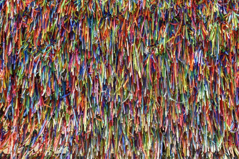 Famous and colorful ribbons of our lord do Bonfim which is believed to bring luck and are traditional in the city of Salvador in Bahia.