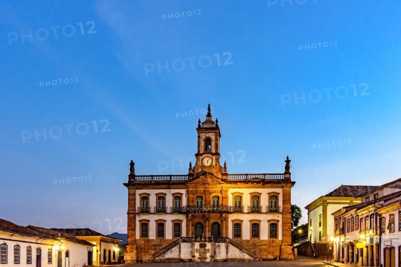 Ouro Preto central square with its historic buildings
