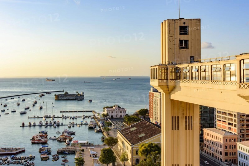 View of the bay of All Saints and Lacerda elevator in the famous city of Salvador