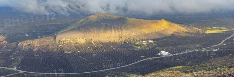 Panorama from Montana de Guardilama to Montana Diama and the wine-growing area of La Geria