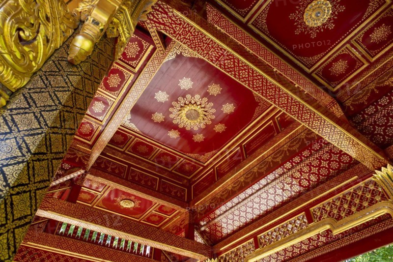 Ceiling of the Siamese Temple Sala-Thai II in the spa garden Bad Homburg vor der Hoehe