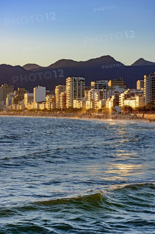 Buildings around the beach of Ipanema in Rio de Janeiro during a summer afternoon