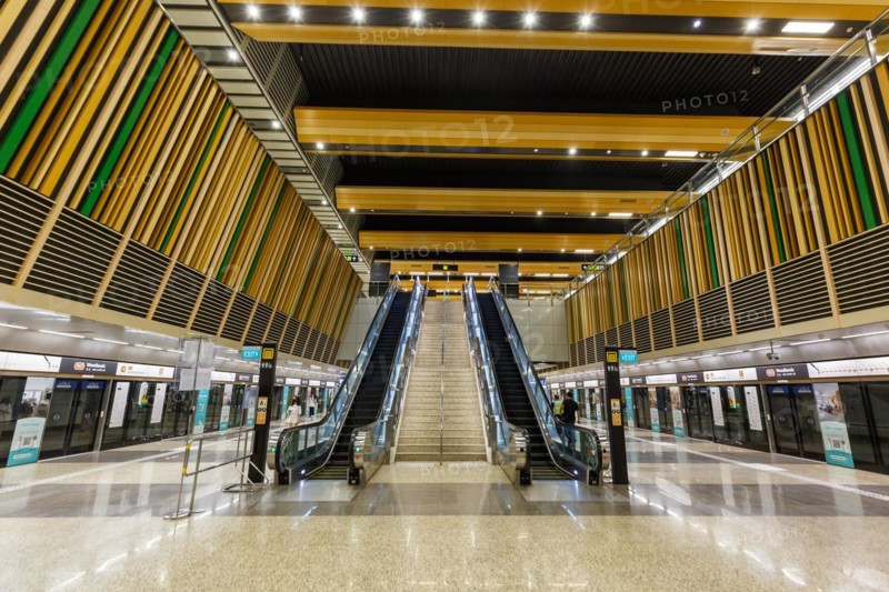Metro Singapore underground at the Woodlands underground station on the Thomson East Coast Line in Singapore