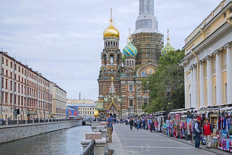 Souvenir shops and Church of the Savior on Spilled Blood