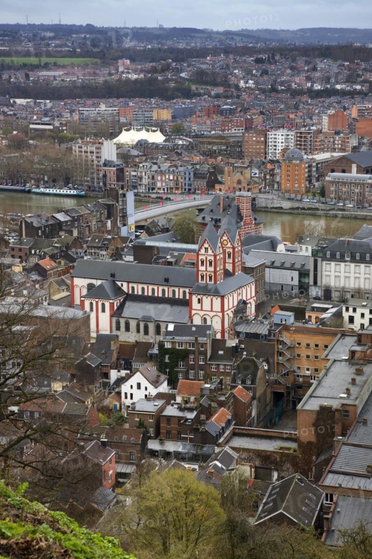 View over the city Liege and the St. Bartholomew's Church