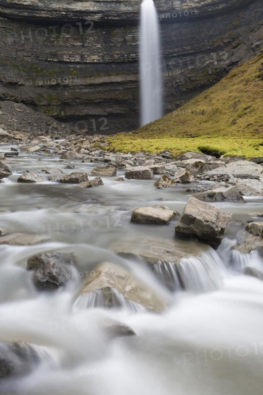 Waterfall Hemsilfossen on the Hemsil river at Ekmanfjorden