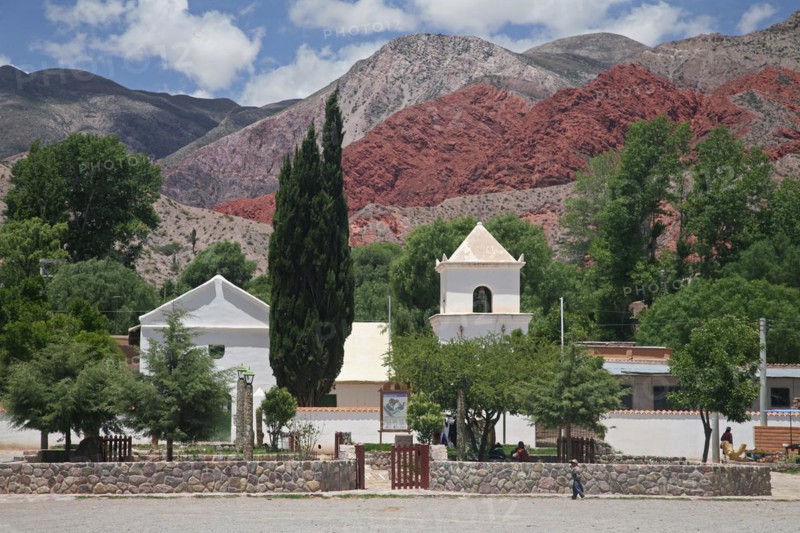 White church of Uquia and the Quebrada de Humahuaca