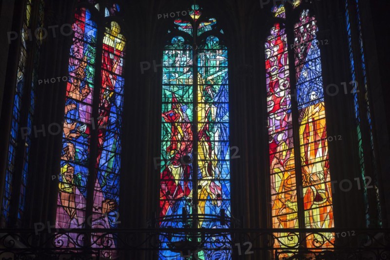 Stained glass windows by Jacques Villon in the Gothic Cathedral of St Stephen of Metz