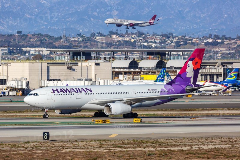 A Hawaiian Airlines Airbus A330-200 with registration N378HA at Los Angeles Airport