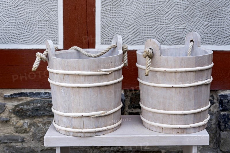 Handmade wooden buckets