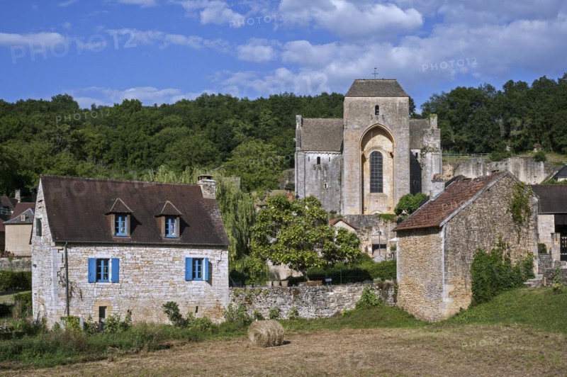The medieval village Saint-Amand-de-Coly with its fortified Romanesque abbey church