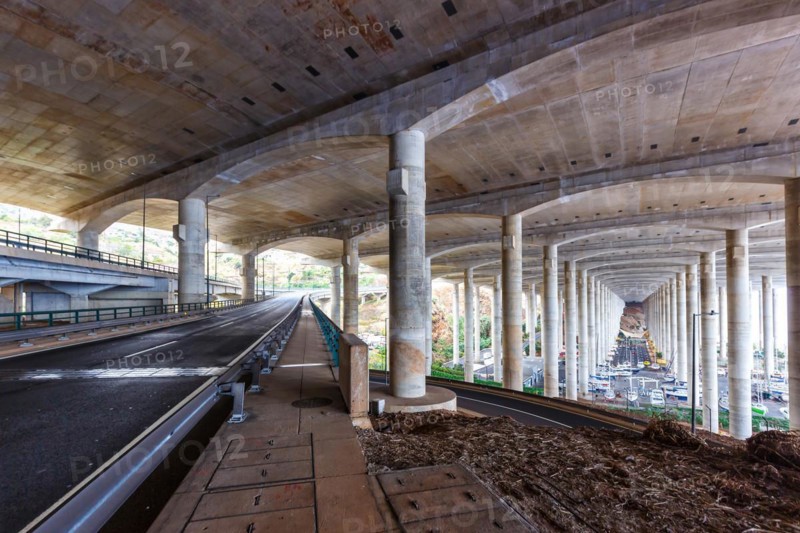 Stilt construction under the runway of Funchal Madeira Airport