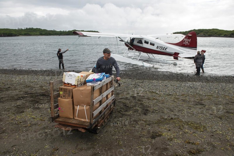 Supplies for the Katmai Wilderness Lodge are delivered by floatplane