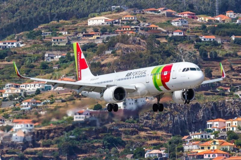An Airbus A321neo aircraft of TAP Air Portugal with registration CS-TJM at Madeira Airport