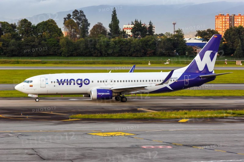 A Wingo Boeing 737-800 aircraft with registration number HP-1536CMP at Bogota Airport