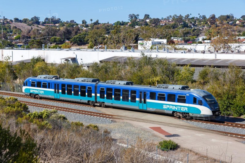 Siemens Desiro Sprinter commuter train passenger train railway in Oceanside