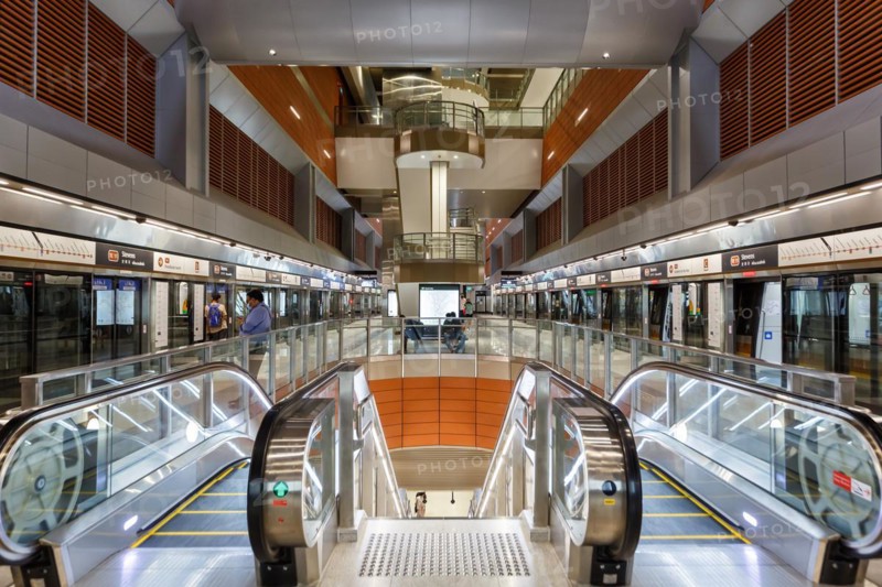 Metro Singapore underground at Stevens underground station on the Thomson East Coast Line in Singapore
