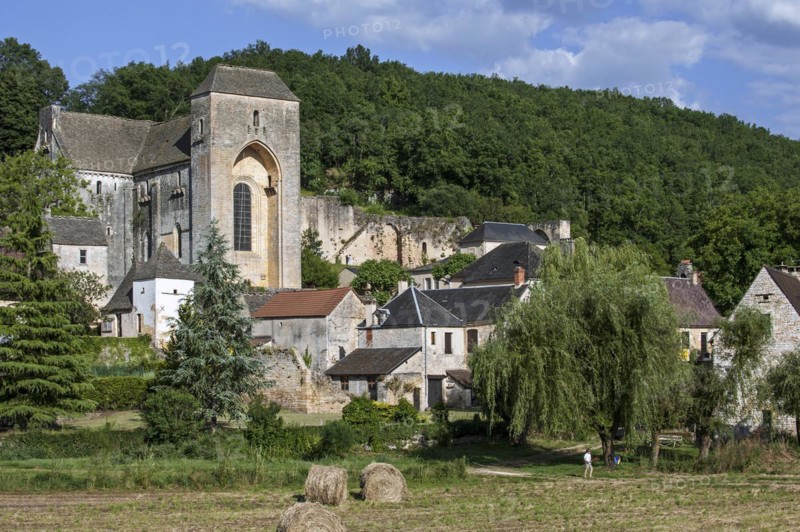 The medieval village Saint-Amand-de-Coly with its fortified Romanesque abbey church