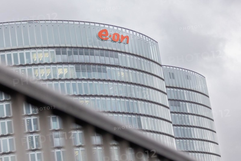 A lettering of the company e.on at their headquarters in Essen