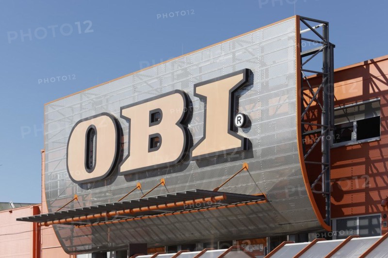 Obi logo on building