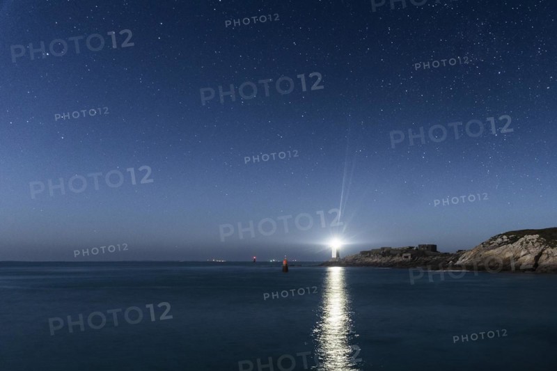 View of the lighthouse on the coast to the Celtic Sea in Le Conquet