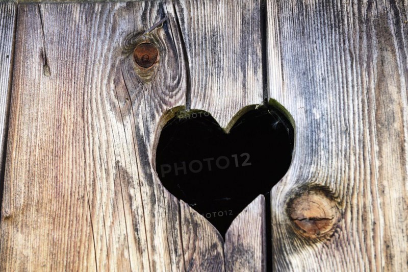 Traditional Bavarian wooden toilet door with heart