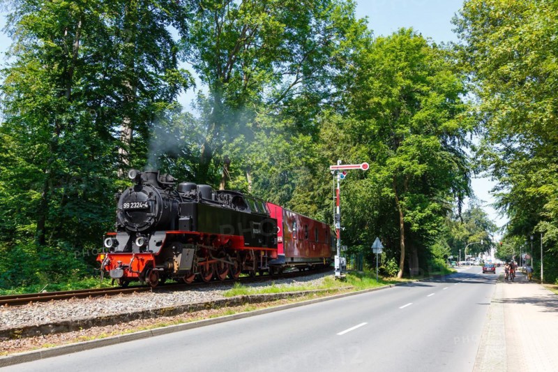 Steam train of the Baederbahn Molli railway Steam locomotive in Heiligendamm