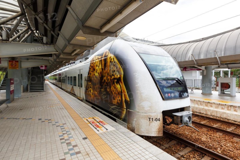 KLIA Ekspres Line express train at Salak Tinggi station in Kuala Lumpur
