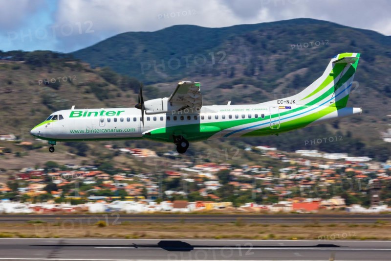 An ATR 72-600 aircraft of Binter Canarias with registration number EC-NJK at Tenerife Airport